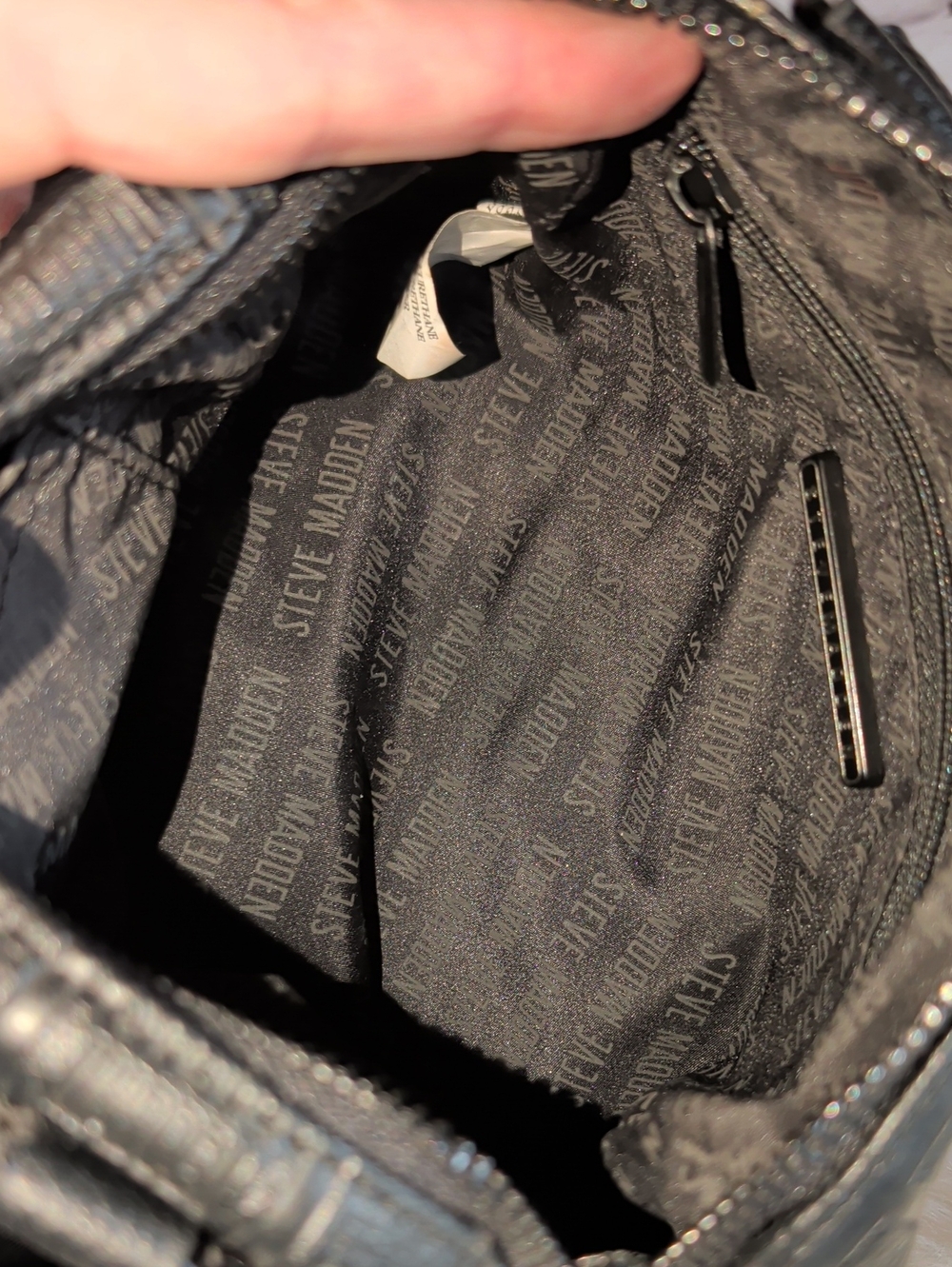 Steve Madden Black Embossed Mini Satchel - Picture 6 of 9